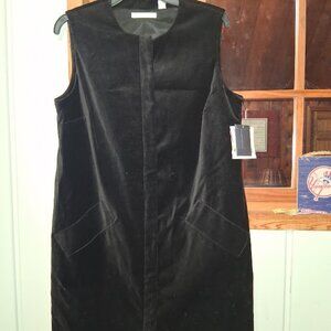 Liz Claiborne Black Stretch Velvet Sleeveless Topper Dress NWT Sz 10